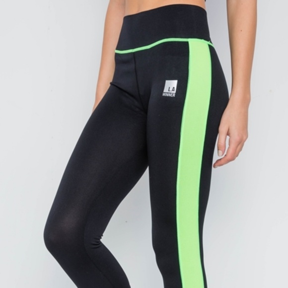 GYM VIBES NEON GREEN CAPRI WORKOUT LEGGINGS - Picture 5 of 7